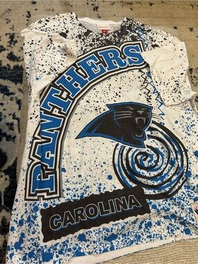 Carolina Panthers, NFL Throwbacks, 90s Style, All-Over Print, Splash Graphic.